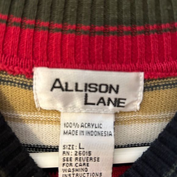 Vintage 90s Allison Lane Striped Mock Turtleneck Sweater Unisex L Acrylic - Picture 3 of 4
